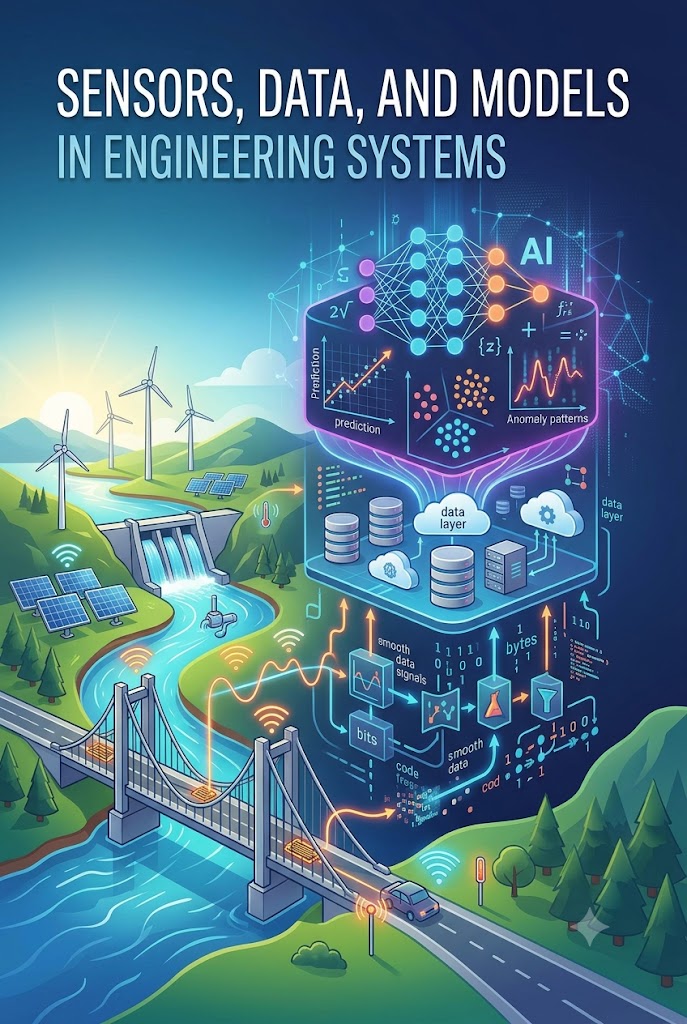 Sensors, Data, and Models in Engineering Systems Automatically generated cover image by Nano Banana Pro